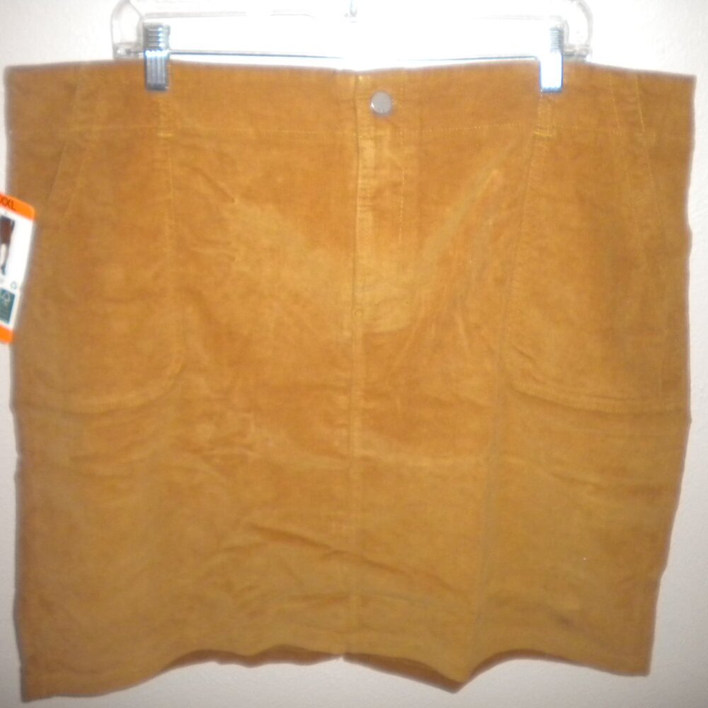 32 Degrees Women's Plus Size XXL Yellow (Golden Tan) Corduroy Skirt NWT - Picture 3 of 5